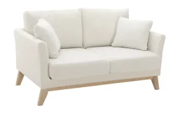 Miliboo Skandinavisches 2-Sitzer-Sofa mit abnehmbarem Bezug in Weiß mit Bouclé-Wolleffekt und Holzfüßen OSLO* Design-sofas