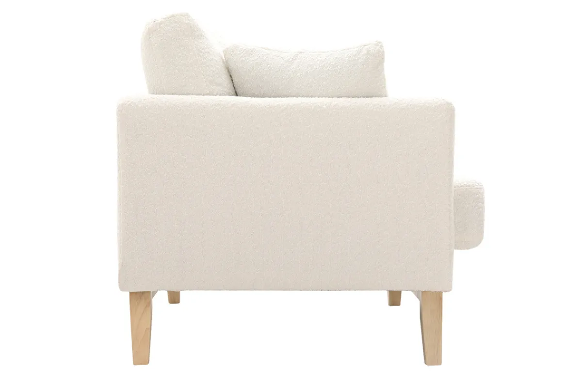 Miliboo Skandinavisches 2-Sitzer-Sofa mit abnehmbarem Bezug in Weiß mit Bouclé-Wolleffekt und Holzfüßen OSLO* Design-sofas