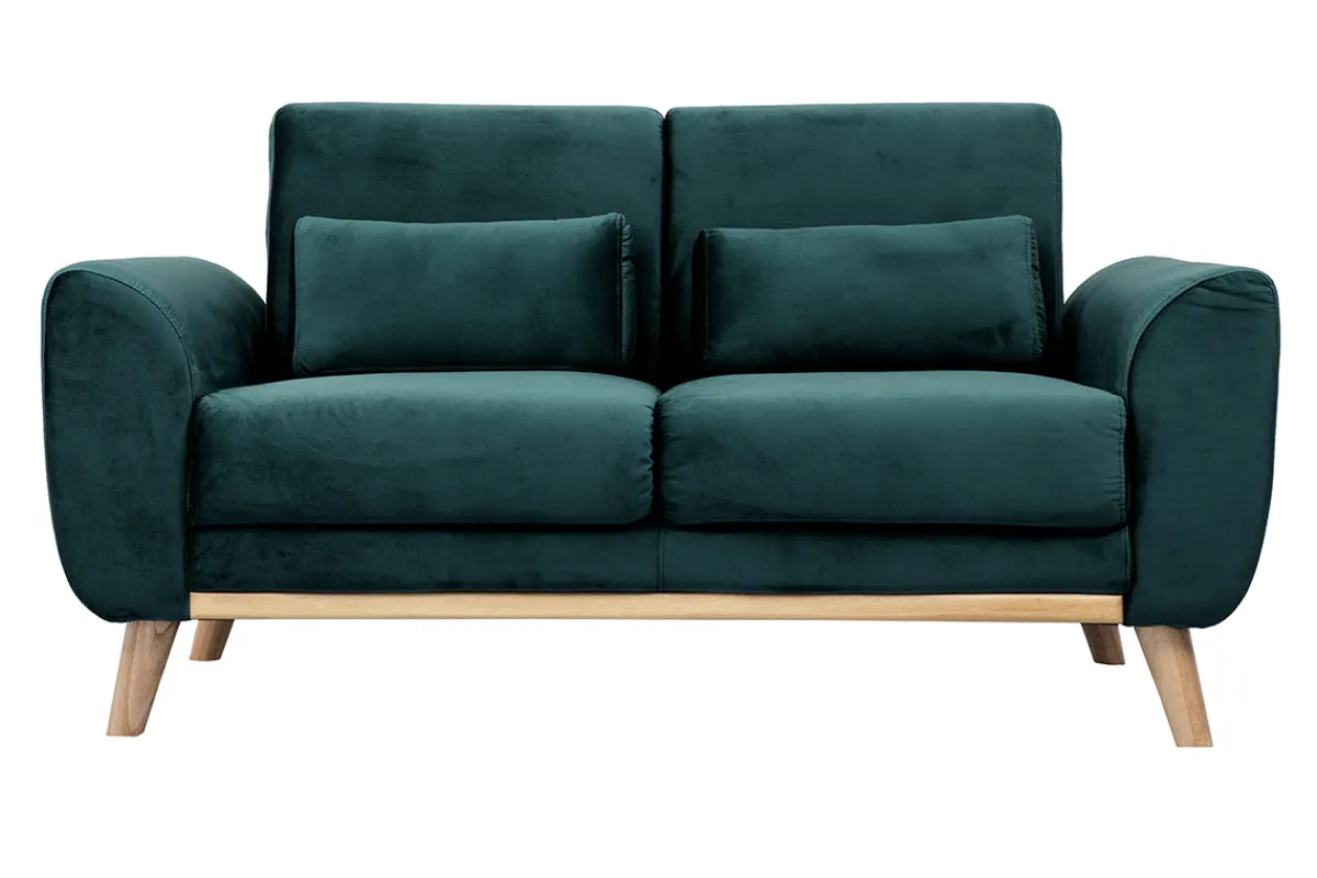 Miliboo Skandinavisches 2-Sitzer-Sofa in petrol Samt EKTOR* Design-sofas