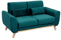 Miliboo Skandinavisches 2-Sitzer-Sofa in petrol Samt EKTOR* Design-sofas