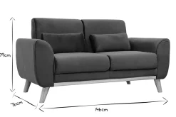 Miliboo Skandinavisches 2-Sitzer-Sofa in petrol Samt EKTOR* Design-sofas