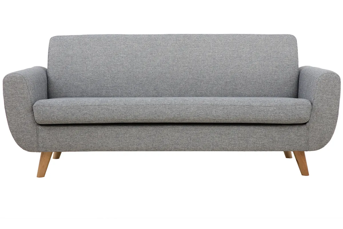 Miliboo Skandinavisches 3-Sitzer-Sofa in Hellgrau und Holz PURE* Design-sofas