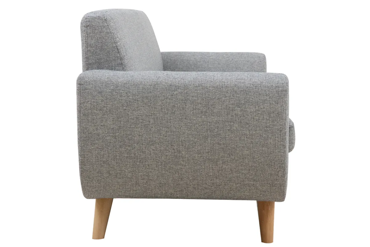 Miliboo Skandinavisches 3-Sitzer-Sofa in Hellgrau und Holz PURE* Design-sofas