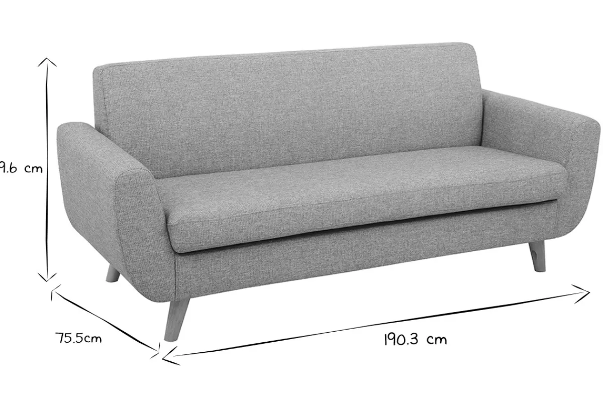 Miliboo Skandinavisches 3-Sitzer-Sofa in Hellgrau und Holz PURE* Design-sofas