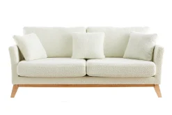 Miliboo Skandinavisches 3-Sitzer-Sofa mit abnehmbarem Bezug in Weiß mit Bouclé-Wolleffekt OSLO* Design-sofas