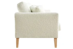 Miliboo Skandinavisches 3-Sitzer-Sofa mit abnehmbarem Bezug in Weiß mit Bouclé-Wolleffekt OSLO* Design-sofas