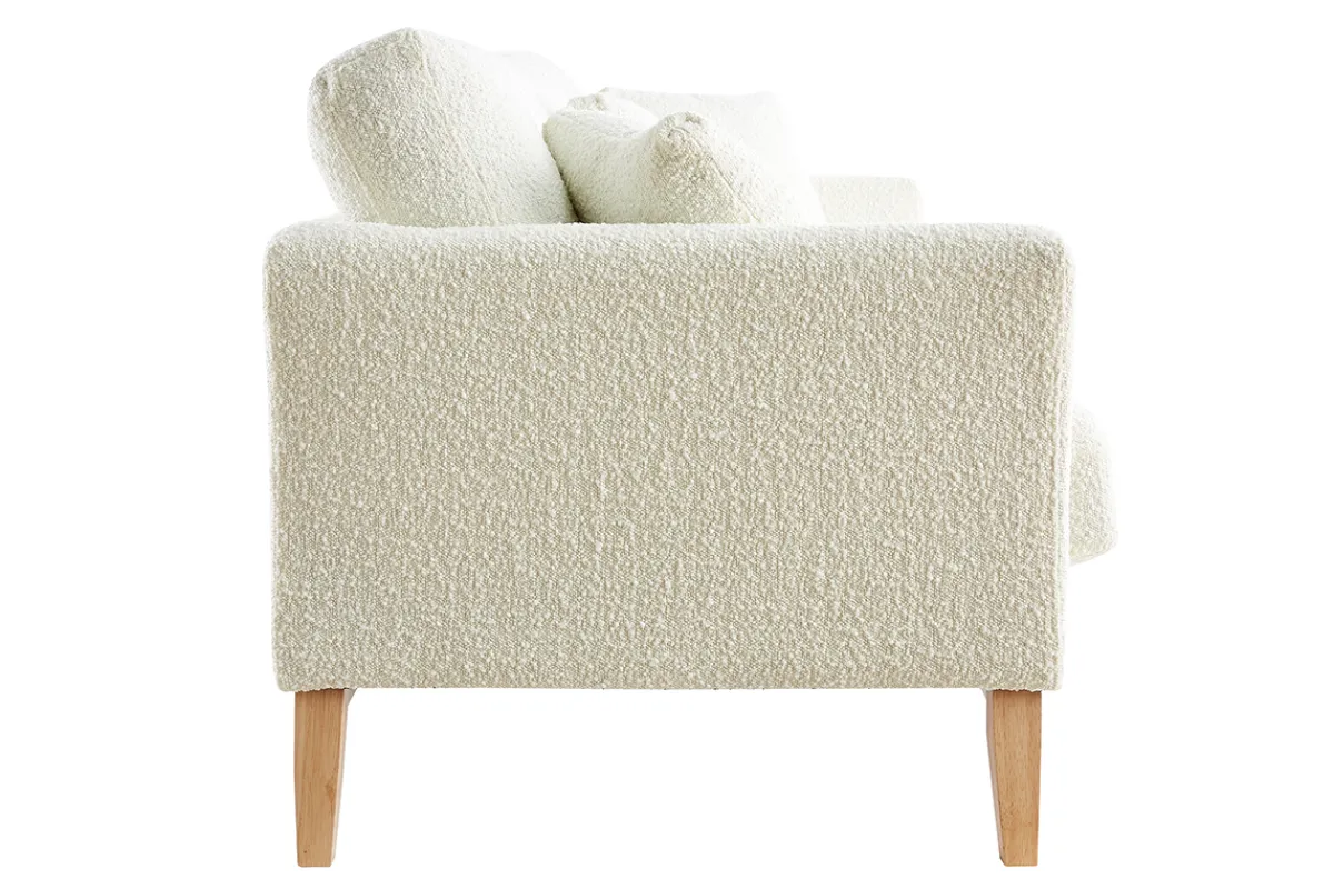 Miliboo Skandinavisches 3-Sitzer-Sofa mit abnehmbarem Bezug in Weiß mit Bouclé-Wolleffekt OSLO* Design-sofas