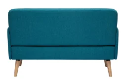 Miliboo Skandinavisches 2-Sitzer-Sofa aus entenblauem Stoff und hellem Holz ISKO* Design-sofas