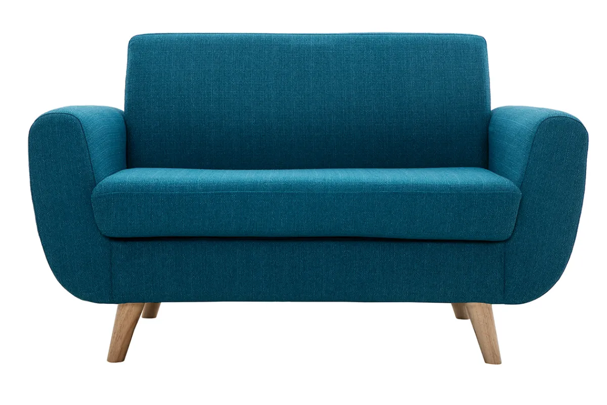 Miliboo Skandinavisches 2-Sitzer-Sofa in Entenblau aus massivem Hevea PURE* Design-sofas