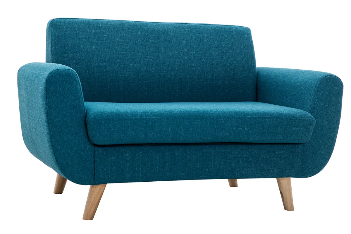 Miliboo Skandinavisches 2-Sitzer-Sofa in Entenblau aus massivem Hevea PURE* Design-sofas