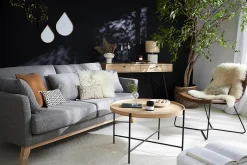 Miliboo Skandinavisches 3-Sitzer-Sofa mit abnehmbarem Bezug aus graugrünem Stoff und hellem Holz OSLO* Design-sofas