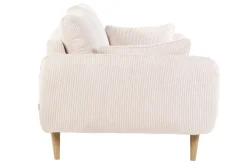 Miliboo Skandinavisches 3-Sitzer-Sofa aus cremefarbenem Ripsstoff und hellem Holz CREEP* Design-sofas