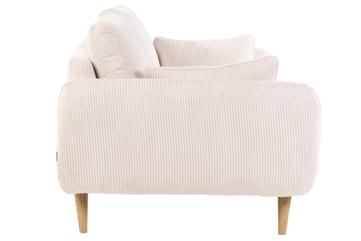 Miliboo Skandinavisches 3-Sitzer-Sofa aus cremefarbenem Ripsstoff und hellem Holz CREEP* Design-sofas