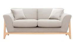 Miliboo Skandinavisches Sofa aus beigem Stoff mit Samteffekt und Eschenholz 2-Sitzer ASAKO* Design-sofas
