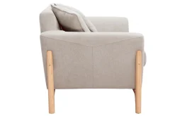 Miliboo Skandinavisches Sofa aus beigem Stoff mit Samteffekt und Eschenholz 2-Sitzer ASAKO* Design-sofas