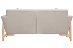 Miliboo Skandinavisches Sofa aus beigem Stoff mit Samteffekt und Eschenholz 2-Sitzer ASAKO* Design-sofas