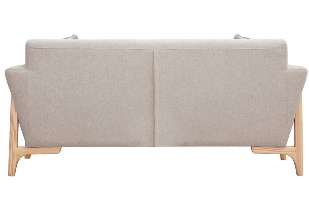 Miliboo Skandinavisches Sofa aus beigem Stoff mit Samteffekt und Eschenholz 2-Sitzer ASAKO* Design-sofas