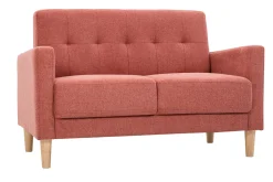 Miliboo Skandinavisches Sofa aus terracottafarbenem Stoff mit Samteffekt und hellem Holz 2-Sitzer MOON* Design-sofas