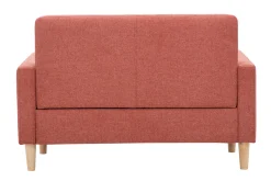Miliboo Skandinavisches Sofa aus terracottafarbenem Stoff mit Samteffekt und hellem Holz 2-Sitzer MOON* Design-sofas
