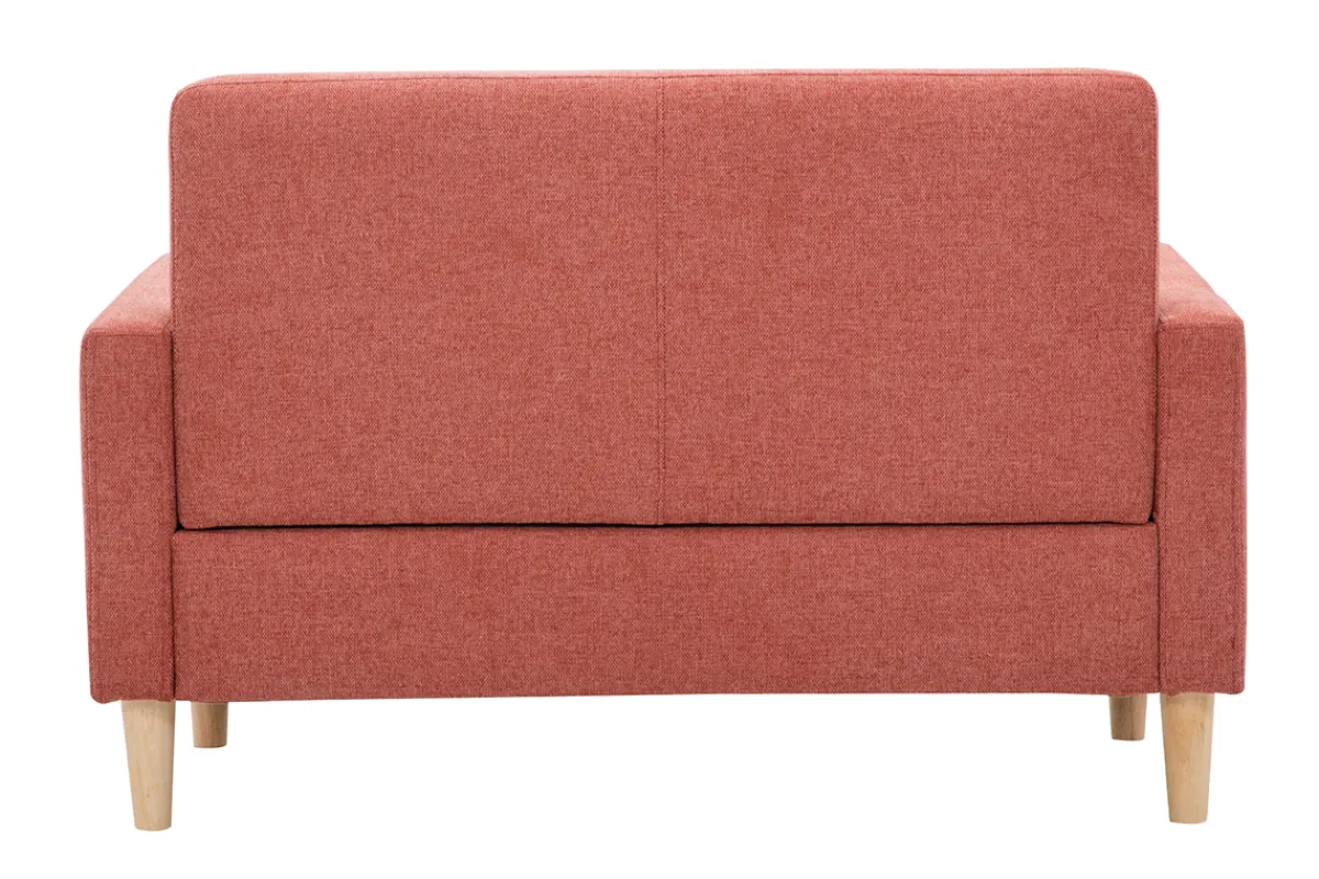 Miliboo Skandinavisches Sofa aus terracottafarbenem Stoff mit Samteffekt und hellem Holz 2-Sitzer MOON* Design-sofas