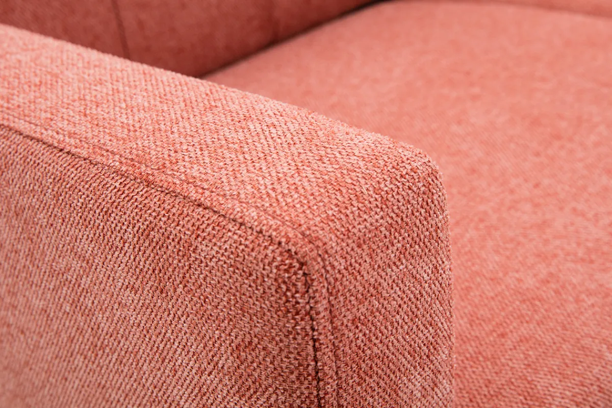 Miliboo Skandinavisches Sofa aus terracottafarbenem Stoff mit Samteffekt und hellem Holz 2-Sitzer MOON* Design-sofas