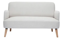 Miliboo Skandinavisches Sofa aus beigem Stoff mit Samteffekt und hellem Holz 2-Sitzer ISKO* Design-sofas