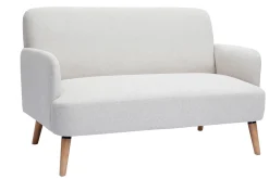Miliboo Skandinavisches Sofa aus beigem Stoff mit Samteffekt und hellem Holz 2-Sitzer ISKO* Design-sofas