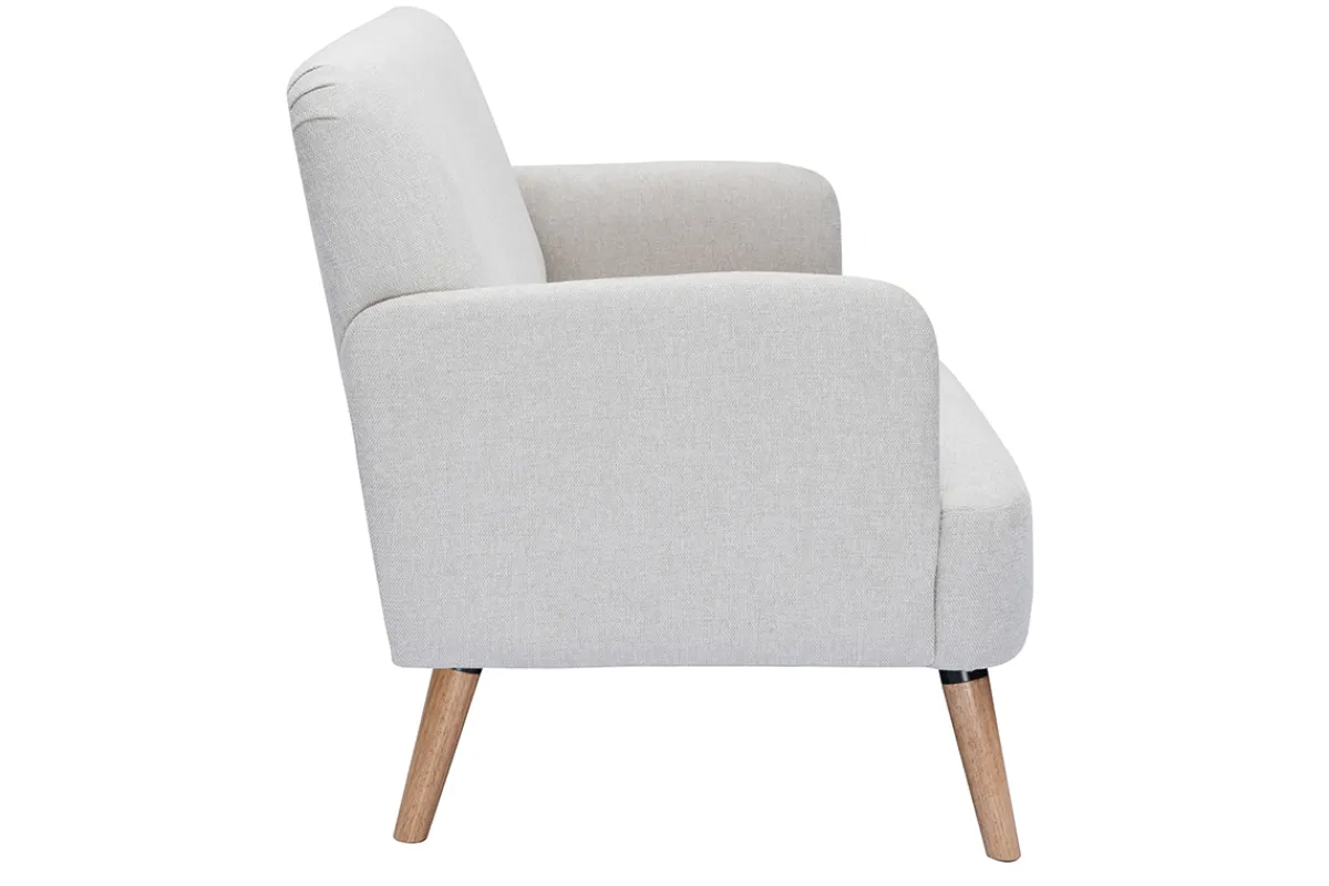 Miliboo Skandinavisches Sofa aus beigem Stoff mit Samteffekt und hellem Holz 2-Sitzer ISKO* Design-sofas
