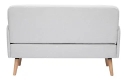Miliboo Skandinavisches Sofa aus beigem Stoff mit Samteffekt und hellem Holz 2-Sitzer ISKO* Design-sofas