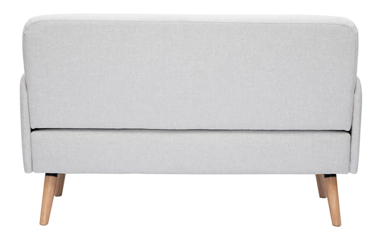 Miliboo Skandinavisches Sofa aus beigem Stoff mit Samteffekt und hellem Holz 2-Sitzer ISKO* Design-sofas