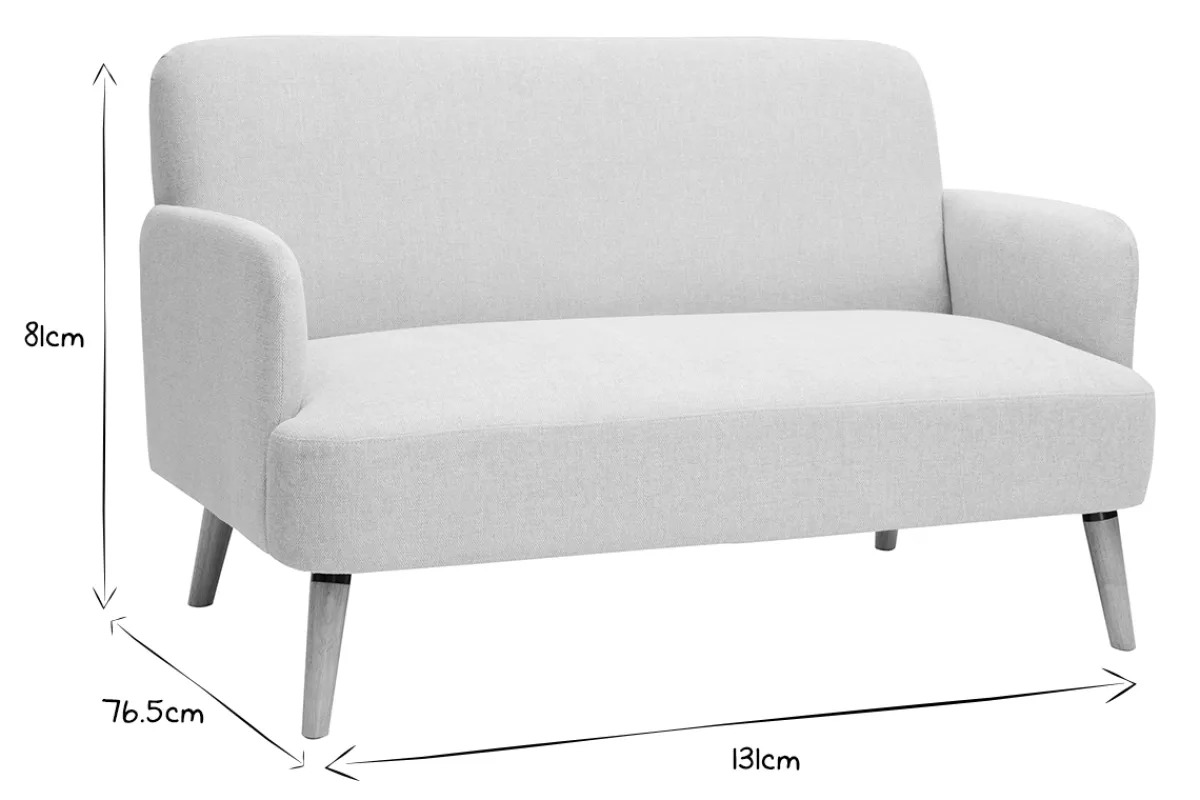 Miliboo Skandinavisches Sofa aus beigem Stoff mit Samteffekt und hellem Holz 2-Sitzer ISKO* Design-sofas