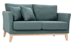 Miliboo Skandinavisches Sofa aus graugrünem Stoff mit Samteffekt und hellem Holz 2-Sitzer OSLO* Design-sofas