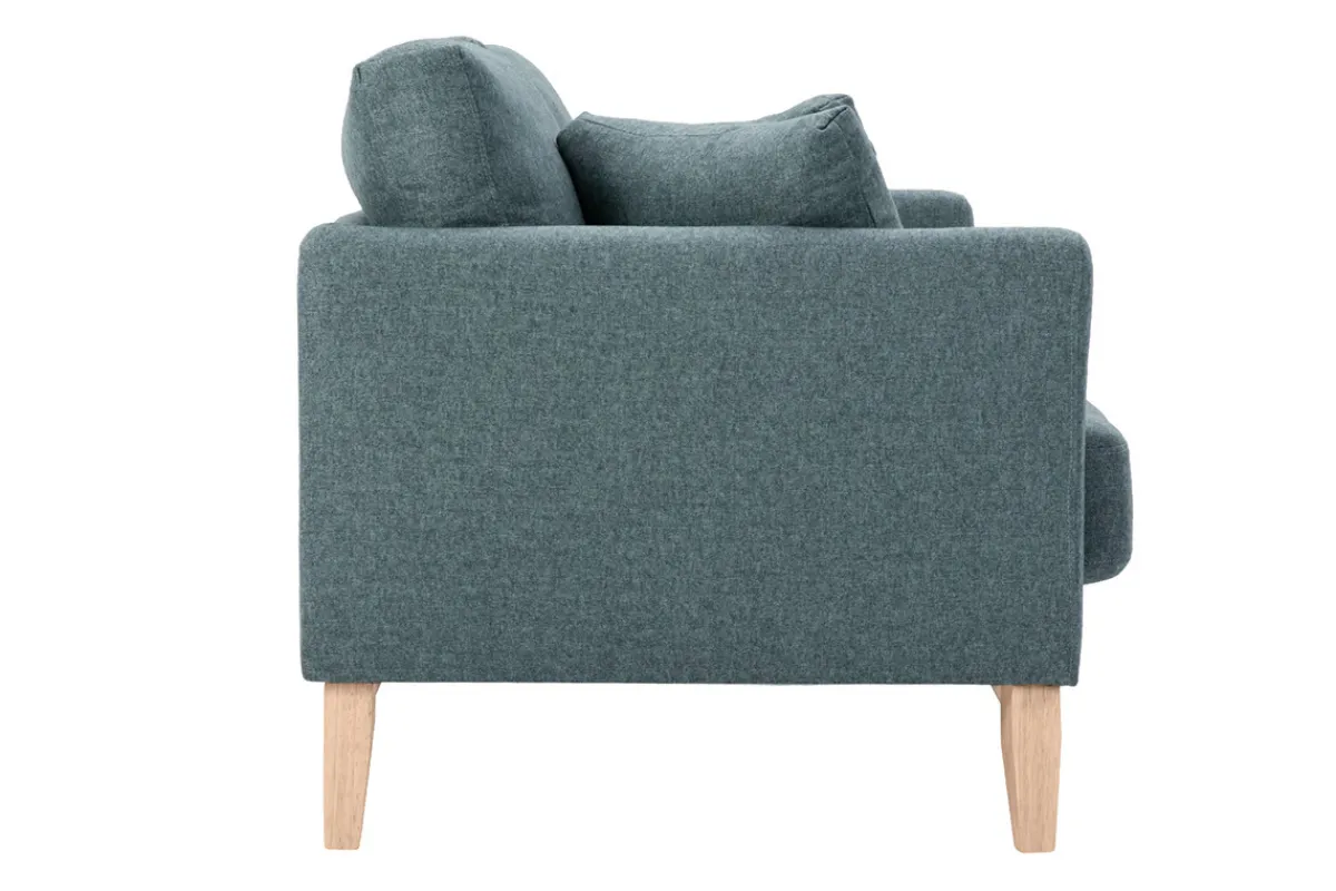 Miliboo Skandinavisches Sofa aus graugrünem Stoff mit Samteffekt und hellem Holz 2-Sitzer OSLO* Design-sofas