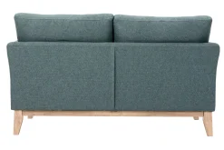 Miliboo Skandinavisches Sofa aus graugrünem Stoff mit Samteffekt und hellem Holz 2-Sitzer OSLO* Design-sofas
