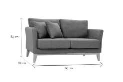 Miliboo Skandinavisches Sofa aus graugrünem Stoff mit Samteffekt und hellem Holz 2-Sitzer OSLO* Design-sofas