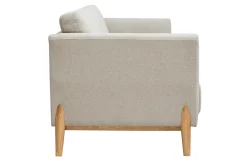 Miliboo Skandinavisches Sofa aus beigem Stoff mit Samteffekt und hellem Holz 4-Sitzer SINDRO* Design-sofas