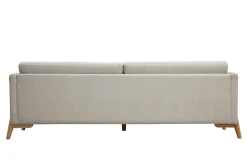 Miliboo Skandinavisches Sofa aus beigem Stoff mit Samteffekt und hellem Holz 4-Sitzer SINDRO* Design-sofas