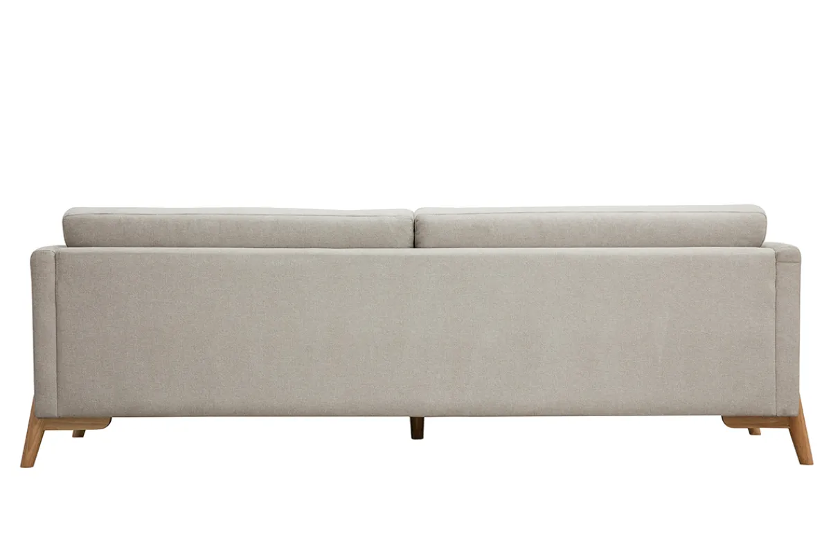 Miliboo Skandinavisches Sofa aus beigem Stoff mit Samteffekt und hellem Holz 4-Sitzer SINDRO* Design-sofas