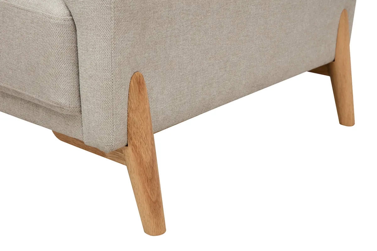 Miliboo Skandinavisches Sofa aus beigem Stoff mit Samteffekt und hellem Holz 4-Sitzer SINDRO* Design-sofas