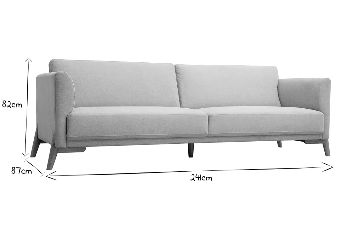 Miliboo Skandinavisches Sofa aus beigem Stoff mit Samteffekt und hellem Holz 4-Sitzer SINDRO* Design-sofas