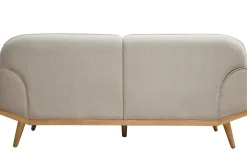 Miliboo Skandinavisches Sofa aus beigem Stoff mit Samteffekt und hellem Holz 3-Sitzer FREEMA* Design-sofas