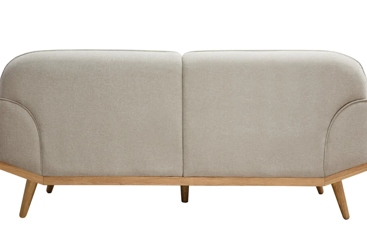 Miliboo Skandinavisches Sofa aus beigem Stoff mit Samteffekt und hellem Holz 3-Sitzer FREEMA* Design-sofas