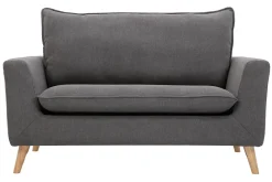 Miliboo Skandinavisches Sofa aus hellgrauem Stoff mit Samteffekt und hellem Holz 2-Sitzer JONAS* Design-sofas