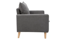 Miliboo Skandinavisches Sofa aus hellgrauem Stoff mit Samteffekt und hellem Holz 2-Sitzer JONAS* Design-sofas