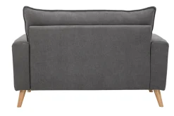 Miliboo Skandinavisches Sofa aus hellgrauem Stoff mit Samteffekt und hellem Holz 2-Sitzer JONAS* Design-sofas