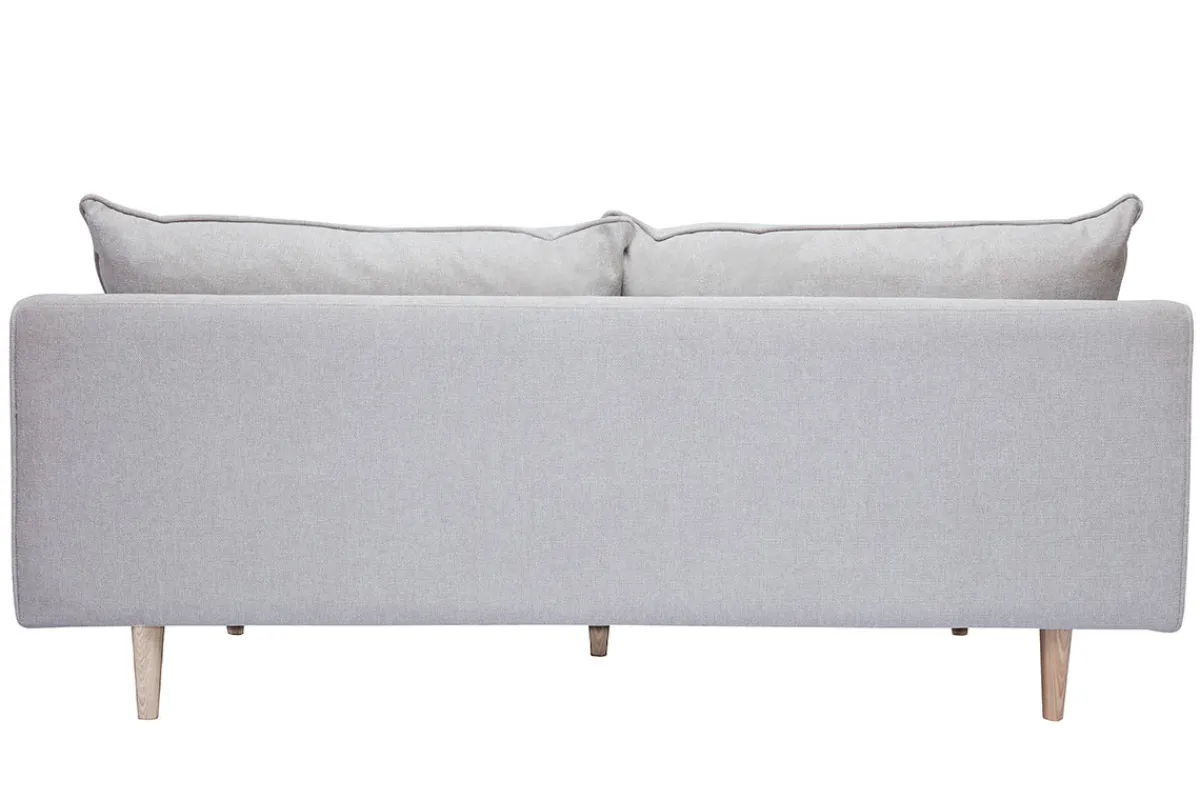 Miliboo Skandinavisches Sofa aus beigem Stoff mit Samteffekt und hellem Holz 3-Sitzer CLAYTON* Design-sofas