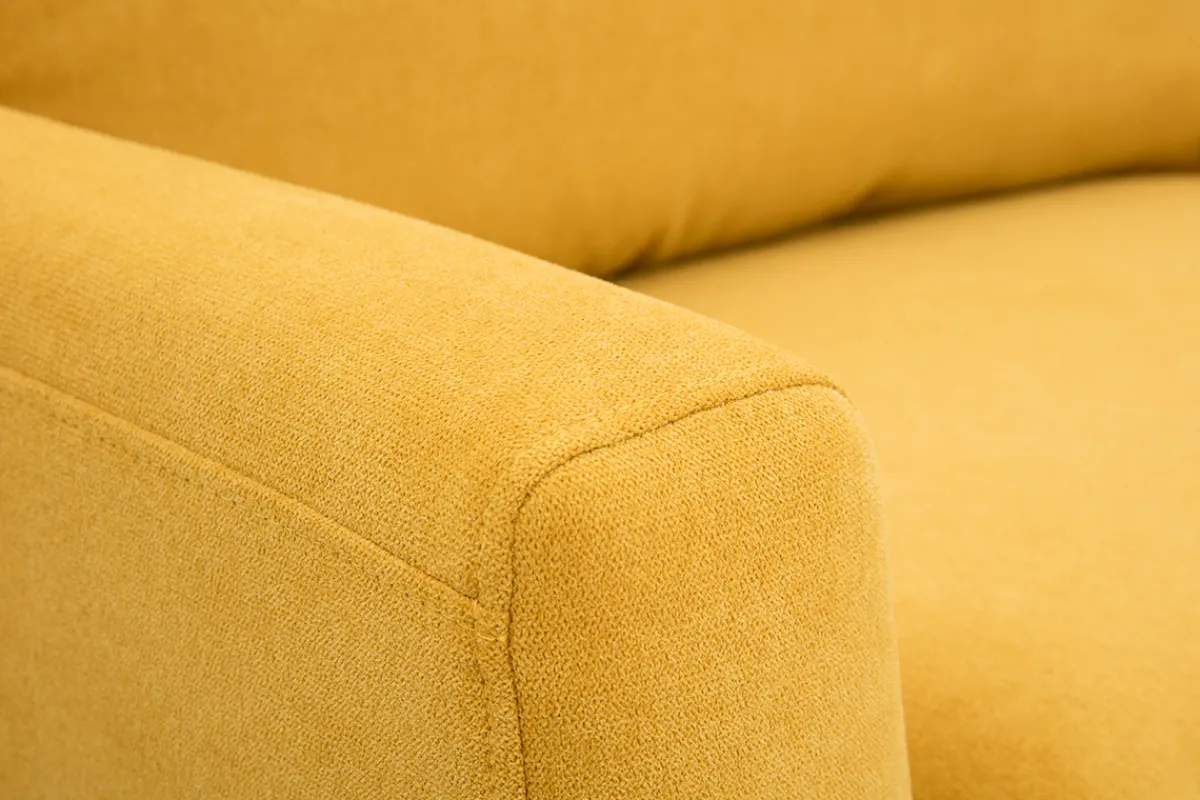 Miliboo Skandinavisches Sofa aus senfgelbem Stoff mit Samteffekt und hellem Holz 2-Sitzer JONAS* Design-sofas