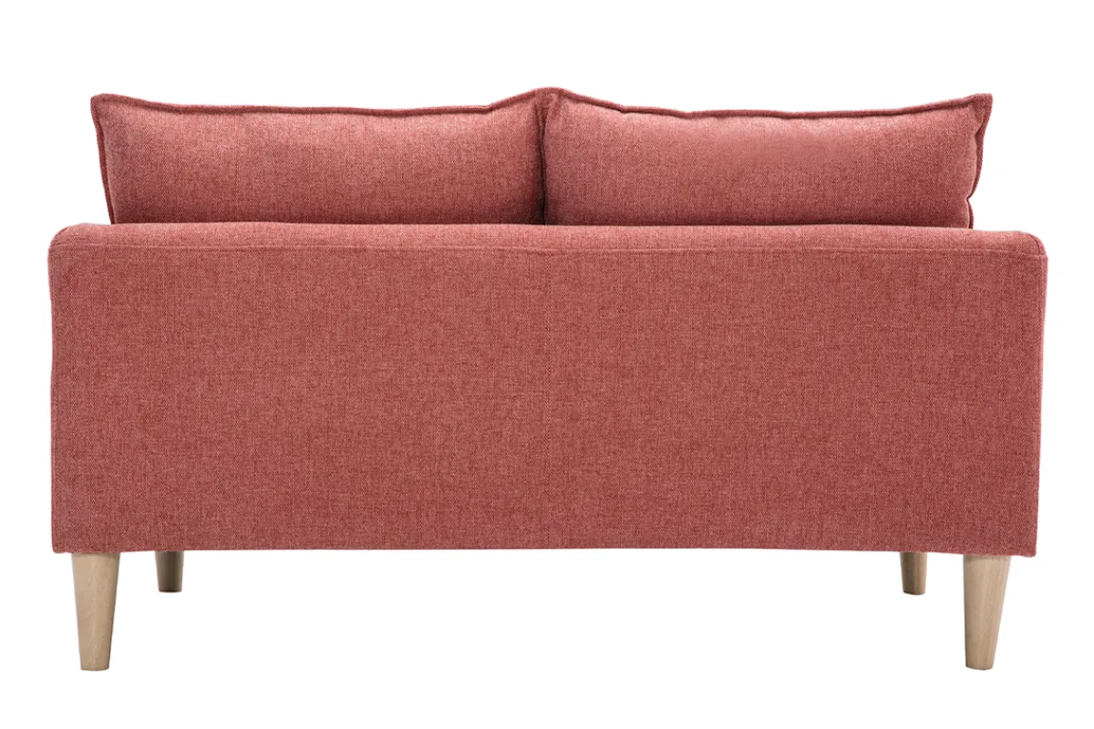 Miliboo Skandinavisches Sofa aus terracottafarbenem Stoff mit Samteffekt und hellem Holz 2-Sitzer KATE* Design-sofas