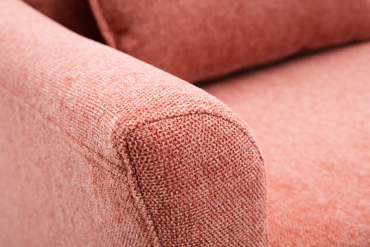 Miliboo Skandinavisches Sofa aus terracottafarbenem Stoff mit Samteffekt und hellem Holz 2-Sitzer KATE* Design-sofas