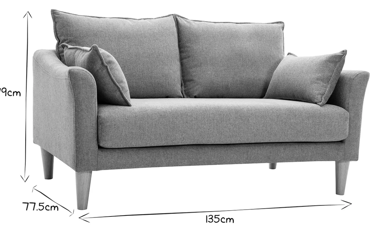 Miliboo Skandinavisches Sofa aus terracottafarbenem Stoff mit Samteffekt und hellem Holz 2-Sitzer KATE* Design-sofas